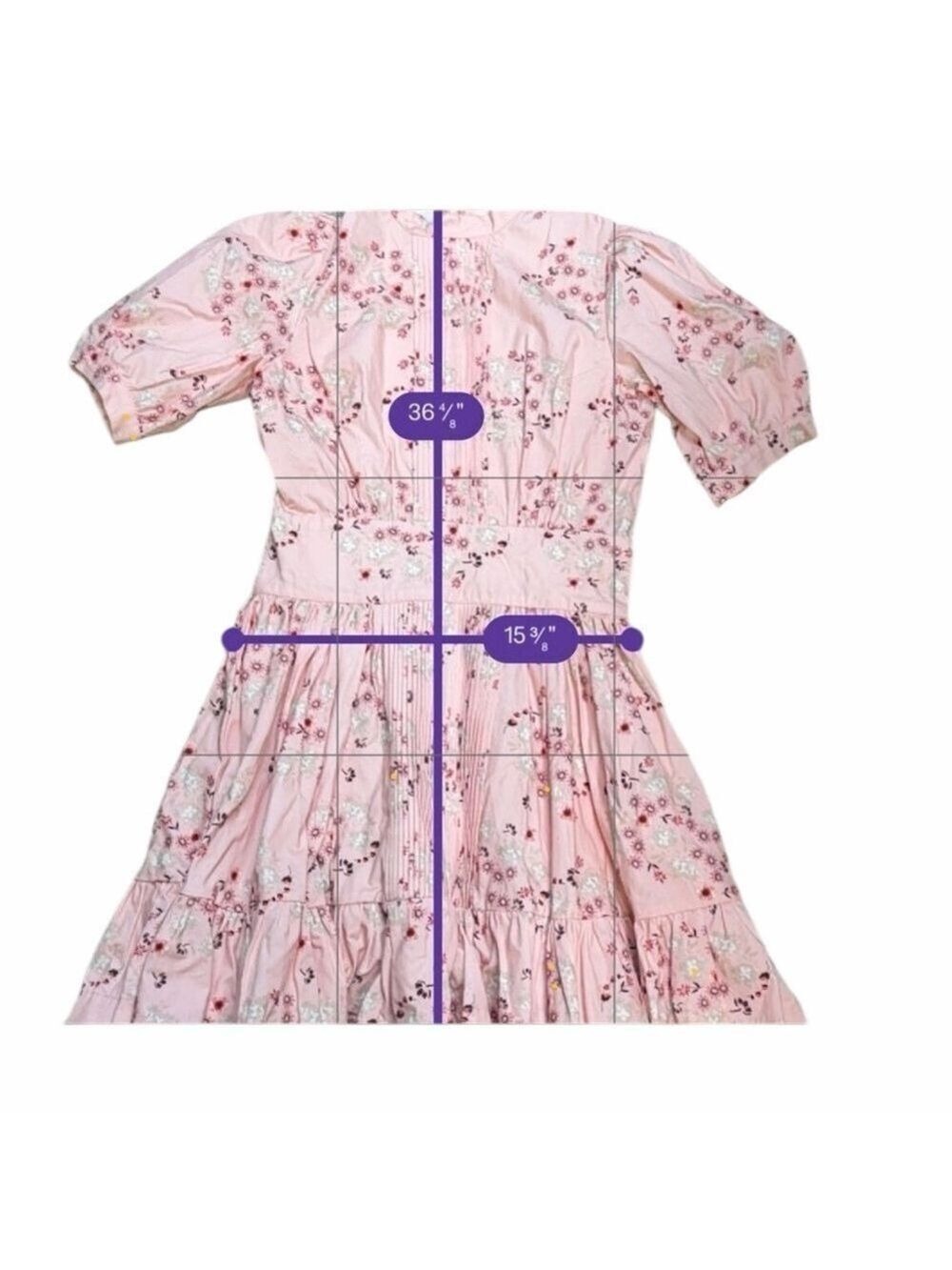 byTiMo Women's Floral Cotton Puff-Sleeve Mini Dress Pink Size S cottage core - Picture 4 of 9